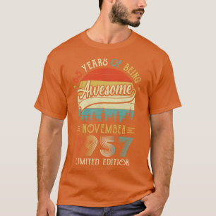 T-shirt Né Novembre 1957 65ème Anniversaire Fabriqué En 19