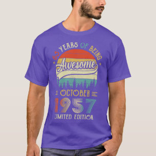 T-shirt Né Octobre 1957 65ème Anniversaire Fabriqué En 195