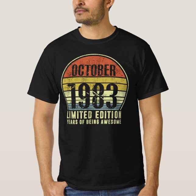 T-shirt Né Octobre 1983 Édition Limitée Années D'Être Un (Devant)