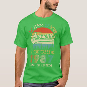T-shirt Né Octobre 1987 35ème Anniversaire Fabriqué En 198