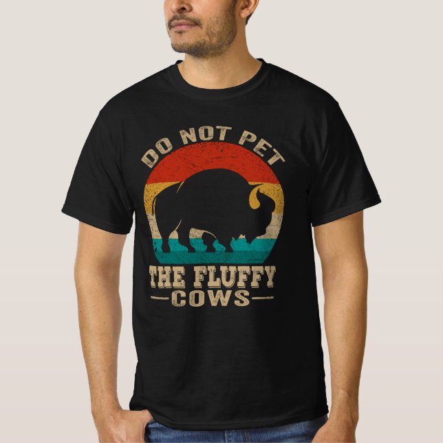 T-shirt Ne Pas Attirer Les Vaches Fluffantes, Bison Retro  (Devant)