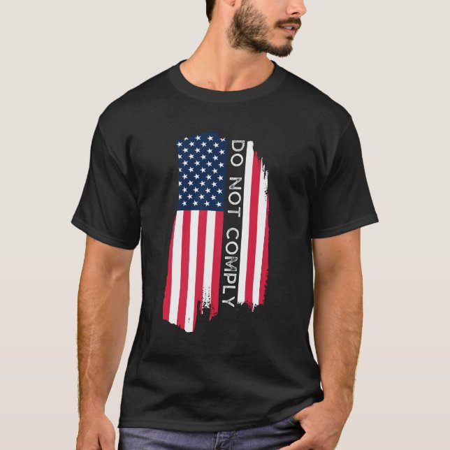 T-shirt Ne Pas Respecter, Avec Un Drapeau Américain Design (Devant)