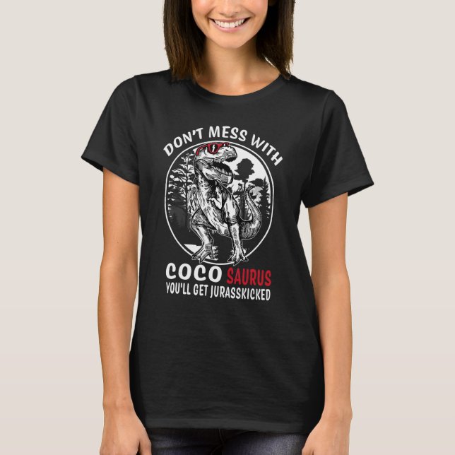 T-shirt Ne plaisante pas avec Coco Saurus Jurasskicked gra (Devant)