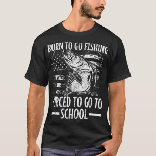 T-shirt Né Pour Aller Pêche Basse Poisson Pêcheur Garçon F