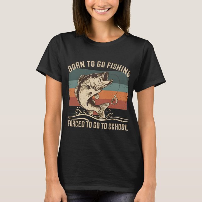 T-shirt Né pour aller pêcher le bar (Devant)