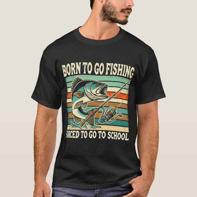 T-shirt Né pour aller pêcher le bar (Devant)