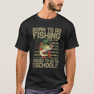 T-shirt Né pour aller pêcher le bar poisson drôle pêcheur 