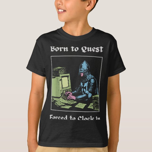 T-shirt Né pour chercher, forcé de pointer Humour de burea (Devant)