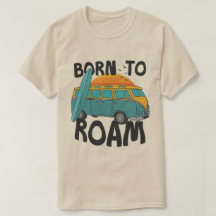 T-shirt Né pour errer Design Rétro Fourgon et Planche de S