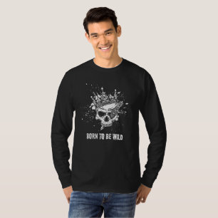 T-shirt Né pour être sauvage - Crâne avec l'art Grunge de