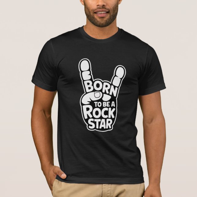 T-shirt Né pour être une rock star - Bold Hand Gesture Mus (Devant)