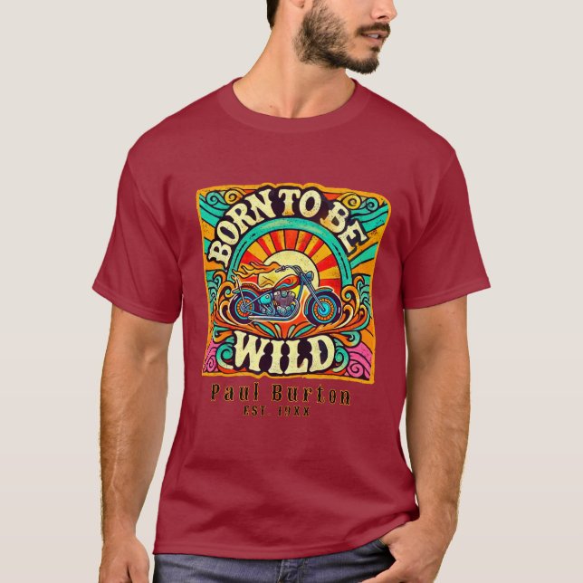 T-shirt Né pour être Wild Retro Biker (Devant)