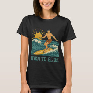 T-shirt Né pour Glisser Graphique Rétro Surf Californien
