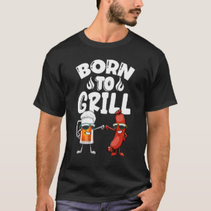 T-shirt Né Pour Griller Chiens Chauds & Bières Femmes Sauc
