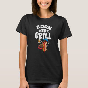 T-shirt Né Pour Griller Chiens Chauds & Bières Femmes Sauc