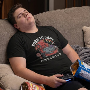 T-shirt Né pour jouer Chat dormant dans une chaise de jeu