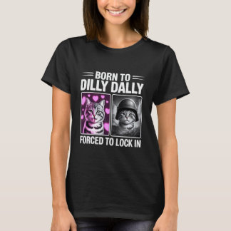 T-shirt Né pour lambiner Forcé de s'enfermer Chat drôle M