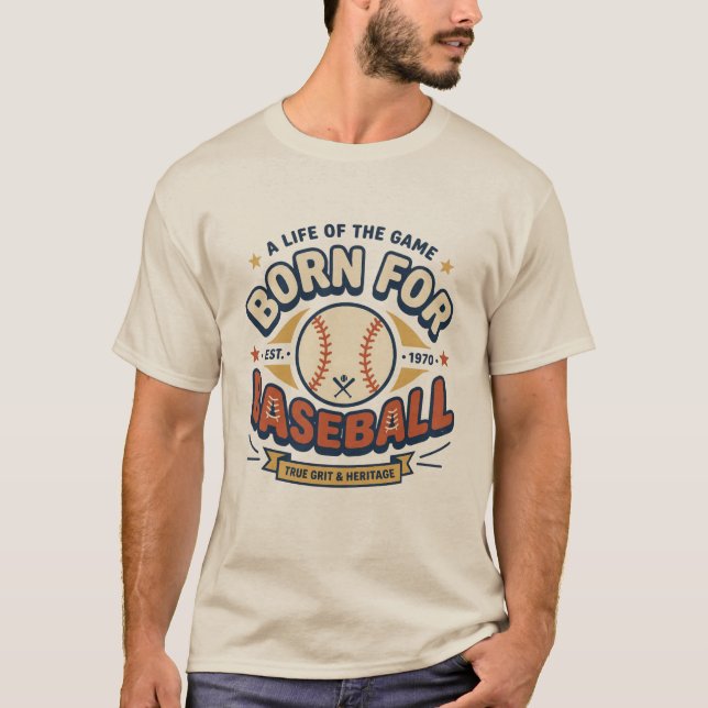 T-Shirt Né pour le Baseball (Devant)