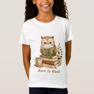 T-Shirt Né pour lire Conception d'amour de livre de hibou