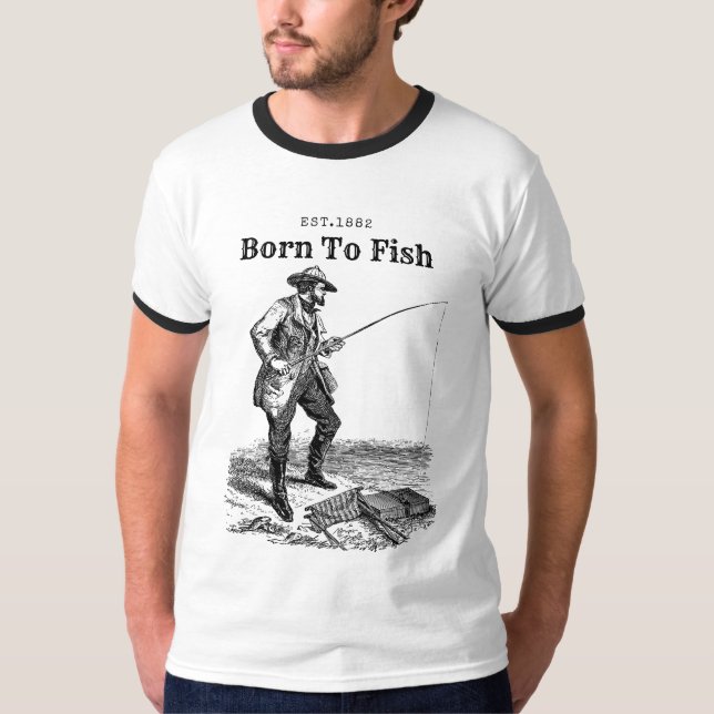 T-shirt Né pour pêcher (Devant)