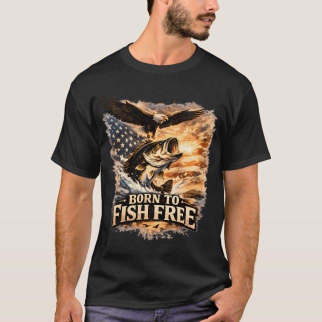 T-shirt Né pour pêcher libre (Devant)