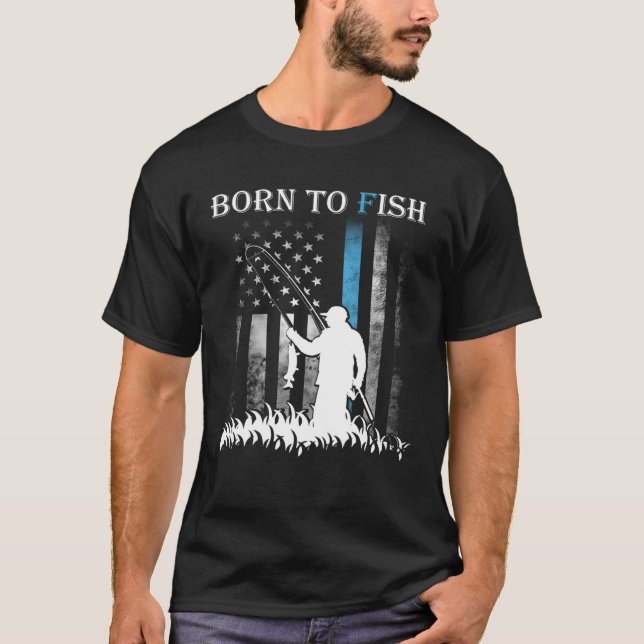 T-shirt Né pour pêcher mais forcé de travailler Citation d (Devant)