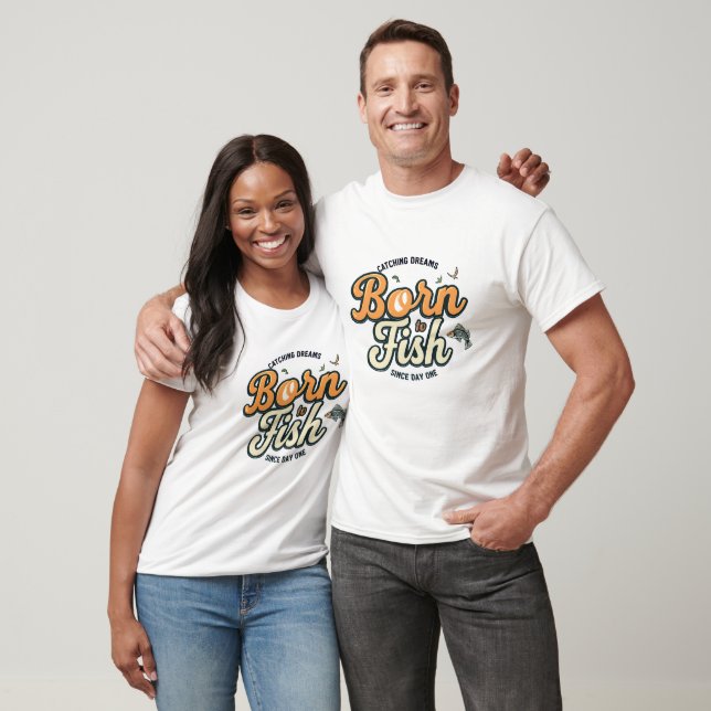 T-shirt Né pour pêcher Vintage  (Unisexe)