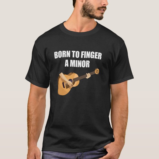 T-shirt Né Pour Porter Une Guitare Mineure (Devant)