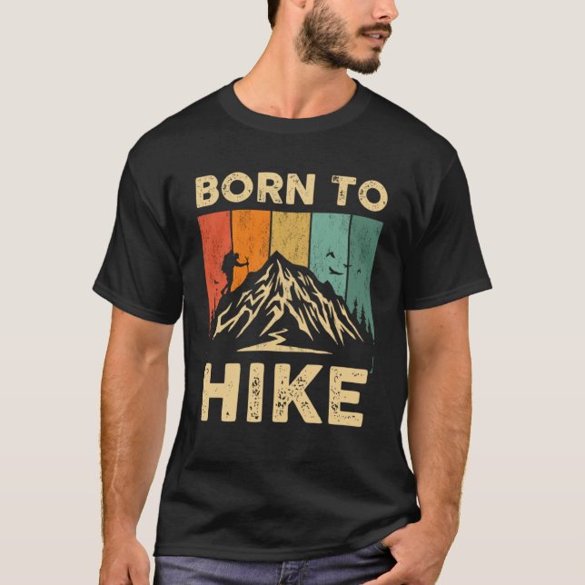 T-shirt Né Pour Randonner Retro Sunset Style Backpacking C (Devant)