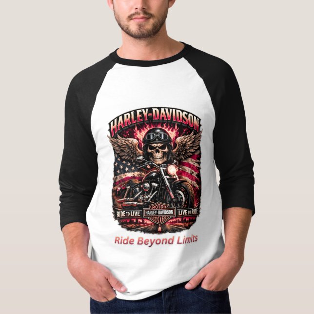 T-shirt Né pour rouler, construit pour diriger, crâne de m (Devant)