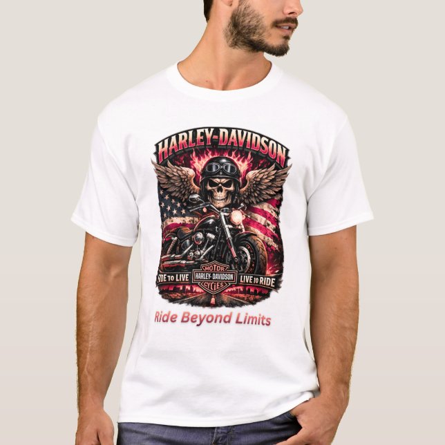 T-shirt Né pour rouler, construit pour diriger, crâne de m (Devant)