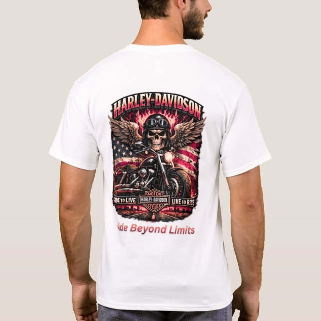 T-shirt Né pour rouler, construit pour diriger, crâne de m (Dos)