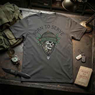 T-shirt Né pour servir Soldat Crâne