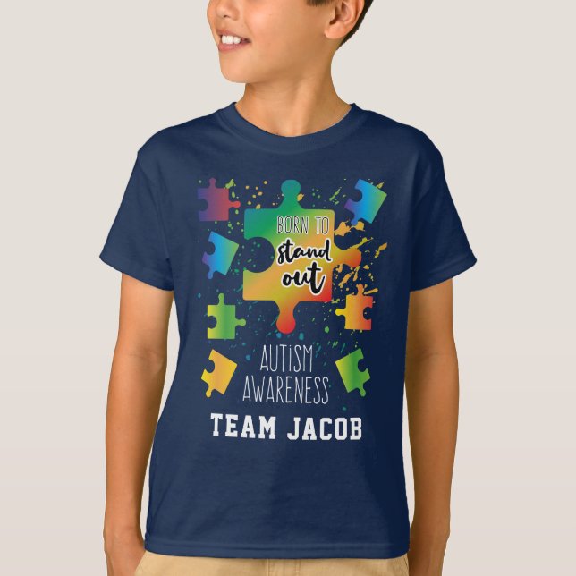 T-shirt Né pour Stand Out Sensibilisation sur l'autisme Pu (Devant)