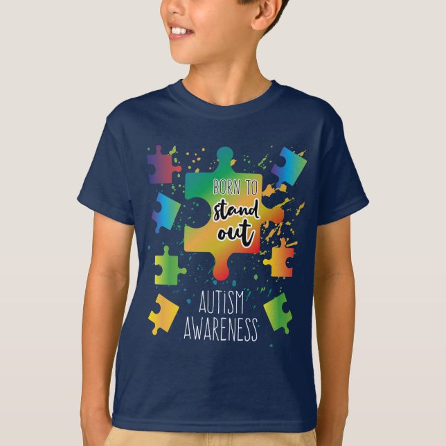 T-shirt Né pour Stand Out Sensibilisation sur l'autisme Pu (Devant)