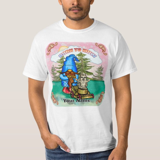 T-shirt Né pour tondre gnome (Devant)