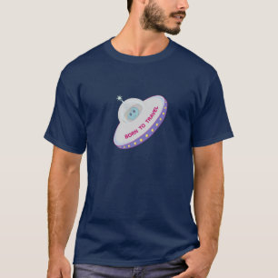 T-shirt Né pour voyager mignon alien et soucoupe volante