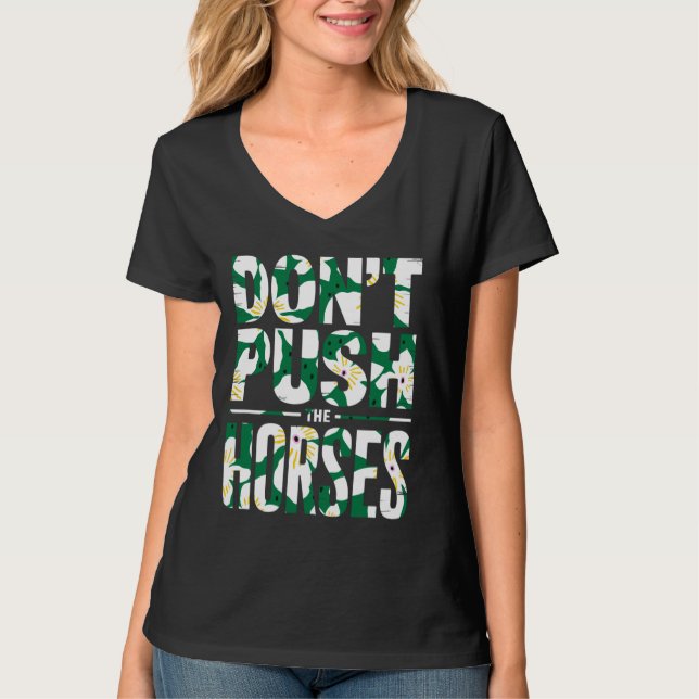 T-shirt Ne poussez pas les chevaux boho fleurs aquarelle (Devant)