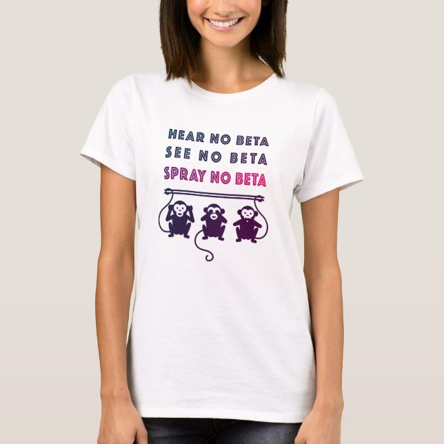 T-shirt Ne pulvérisez pas bêta - les singes sages (Devant)