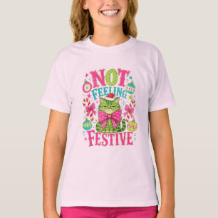 T-shirt Ne ressentant pas l'esprit de fête avec un chat gr
