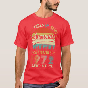 T-shirt Né Septembre 1972 50ème Anniversaire Fabriqué En 1