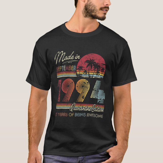 T-shirt Né Septembre 1994 27E Anniversaire De Quarantaine  (Devant)