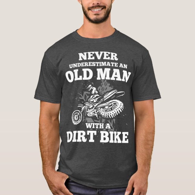 T-shirt Ne sous-estimez jamais un vieil homme à vélo droit (Devant)