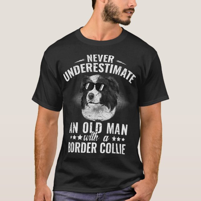 T-shirt Ne sous-estimez jamais un vieil homme avec un coll (Devant)