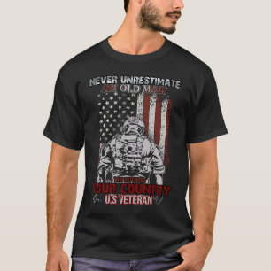 T-shirt Ne sous-estimez jamais un vieil homme vétéran