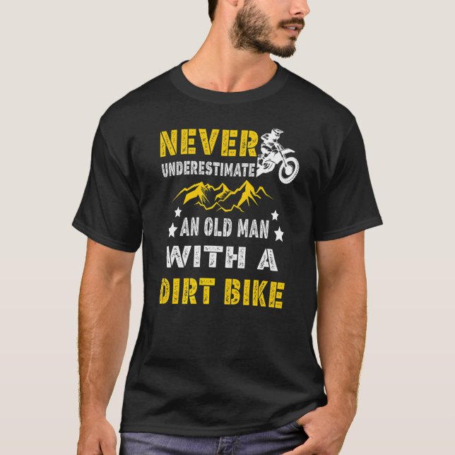 T-shirt Ne Sous-Estimez Jamais Un Vieux Homme Avec Un Vélo (Devant)