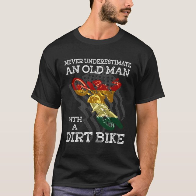 T-shirt Ne Sous-Estimez Jamais Un Vieux Homme Avec Un Vélo (Devant)