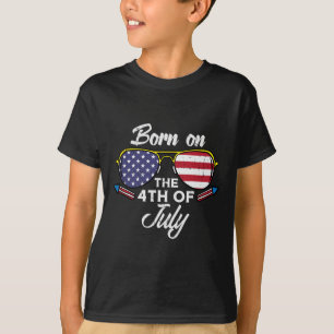 T-shirt Né Sur 4 juillet Sungles Quatrième Anniversaire Pa