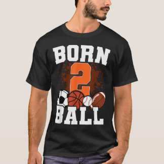 T-shirt Né Thème Sport Anniversaire 2E Balle 2 Ans