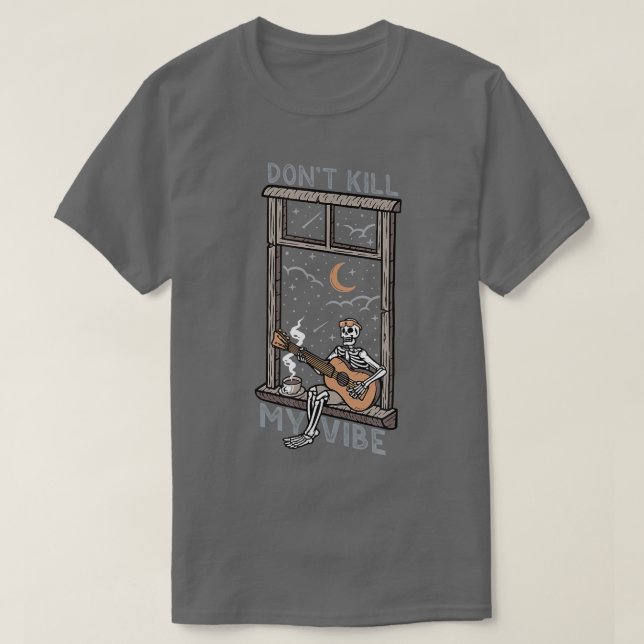 T-shirt Ne tuez pas mon Vibe Skeleton Guitar Player  (Design devant)